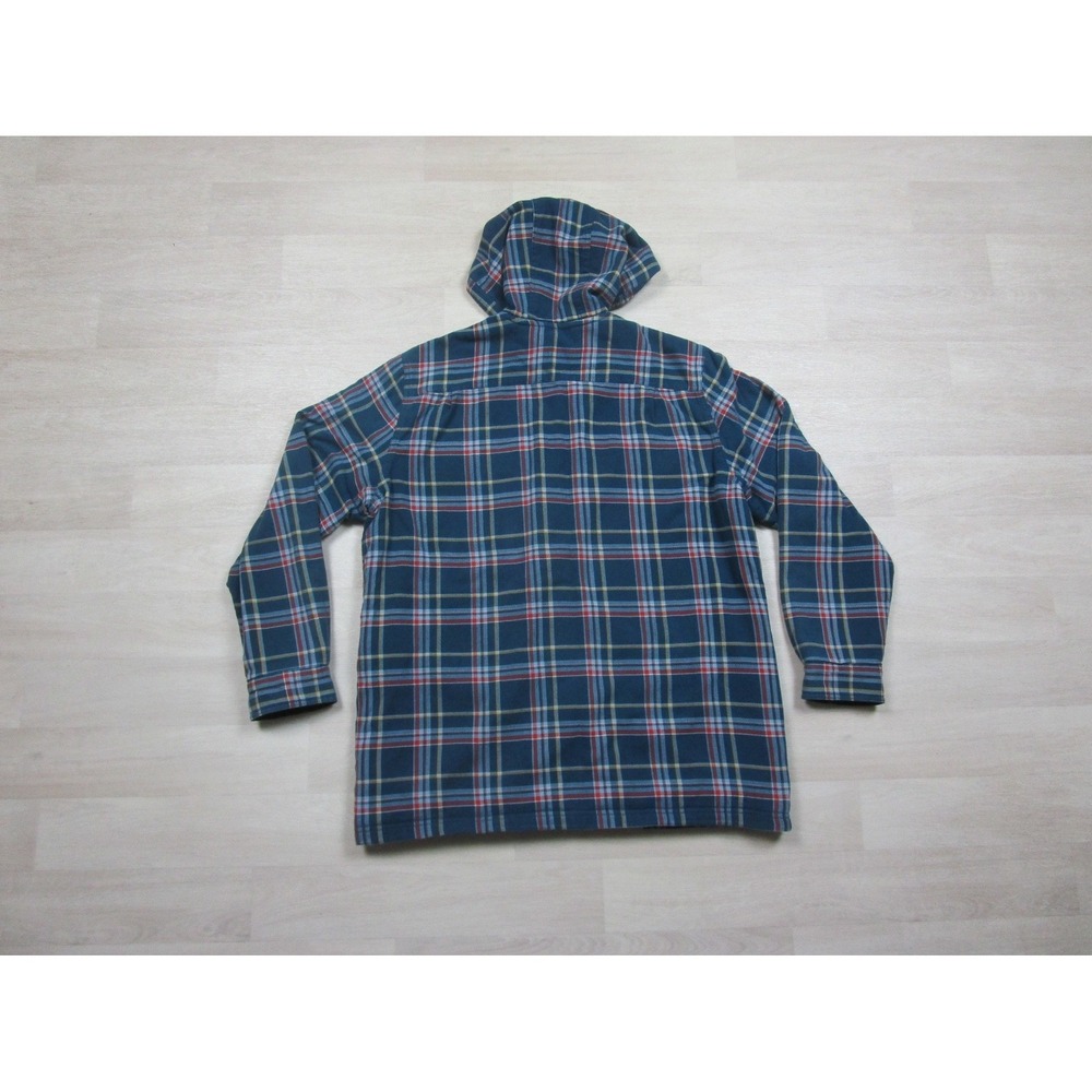 Vintage Y2K LL Bean Fleece Lined Flannel Full Zip Hoodie Mens (L) Plaid Workwear - Picture 8 of 11